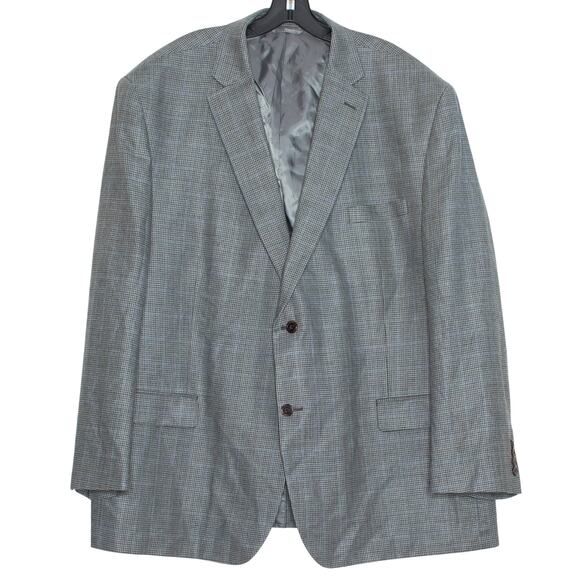Ralph Lauren Sport Coat Blazer Silk Wool Houndstooth Classic Business Gray 52R - Picture 1 of 10